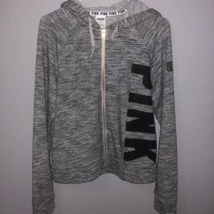 PINK Gray Zip Up Jacket